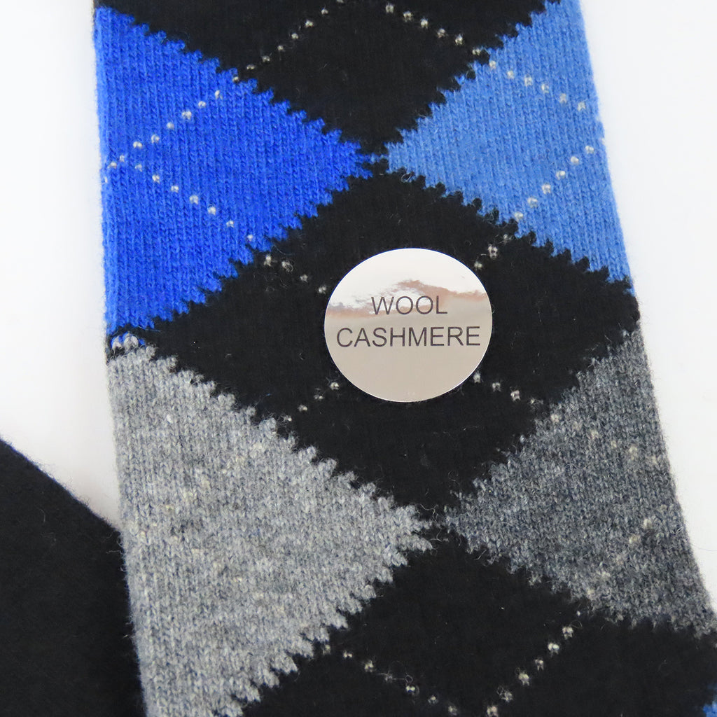 Calze lunghe a rombi colorati in Cashmere - nere dettaglio