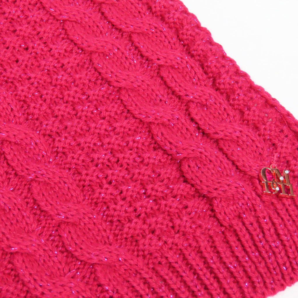 Cappello e sciarpa fucsia con lurex- 5/12a dettaglio