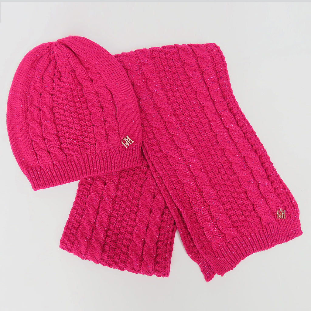Cappello e sciarpa fucsia con lurex- 5/12a