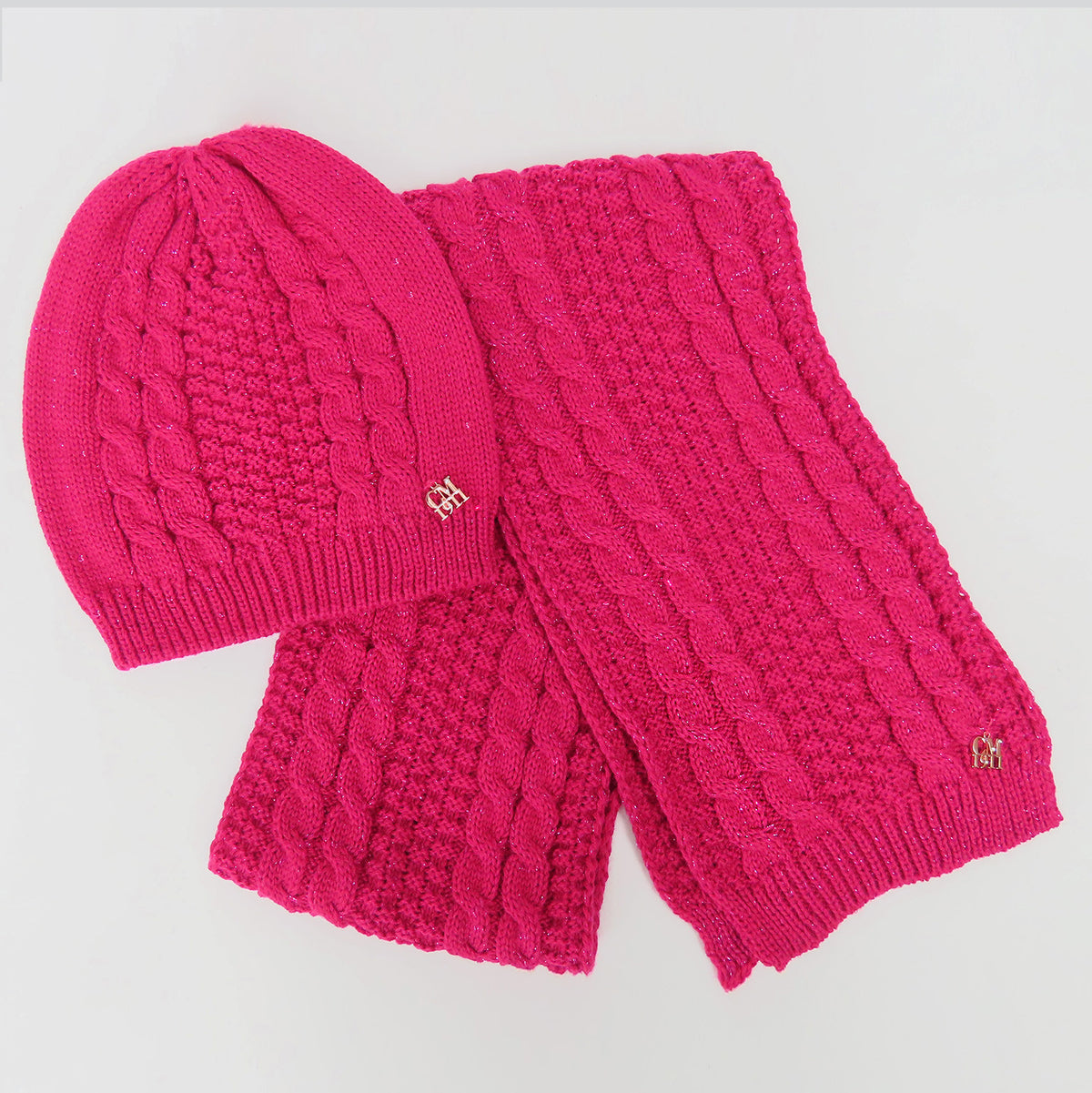 Cappello e sciarpa fucsia con lurex- 5/12a