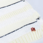 Cappello e sciarpa panna a righe pelose- 7/14a