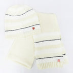 Cappello e sciarpa panna a righe pelose- 7/14a
