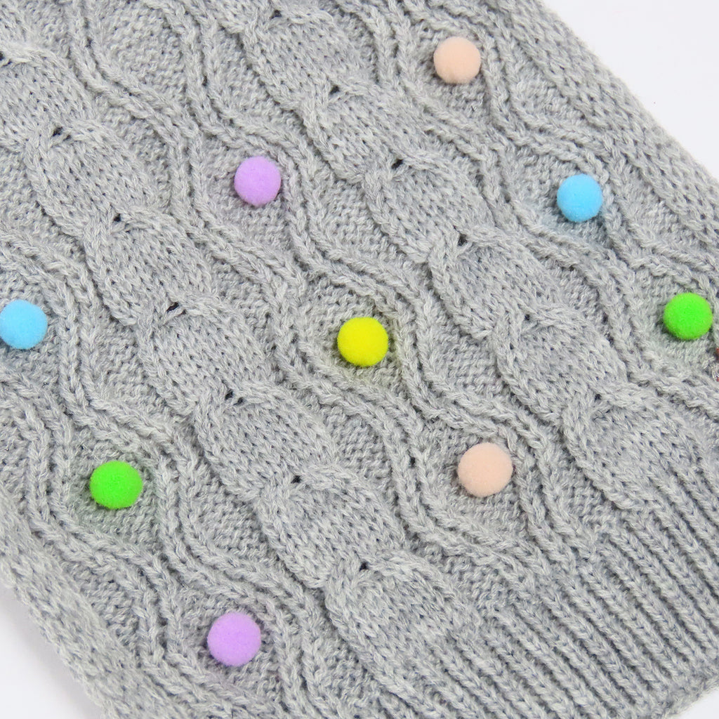 Set bimba a trecce con pompom colorati applicati - 2/6a dettaglio