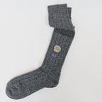 Calze grigie lunghe in Cashmere con lurex argento con iniziali