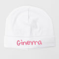 Cappello neonato bianco in cotone con nome ricamato