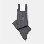 Calze lunghe a costa in Cashmere con iniziali ricamate