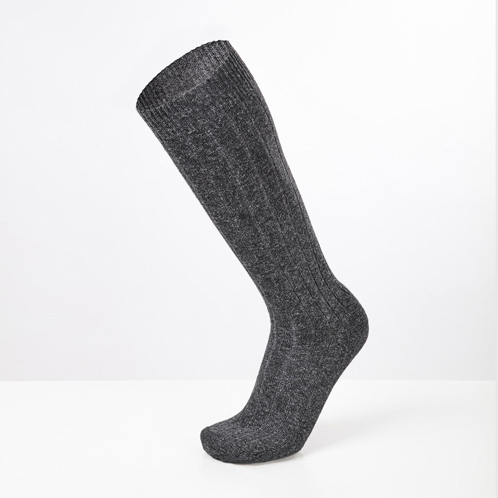 Calze lunghe a costa in Cashmere con iniziali ricamate