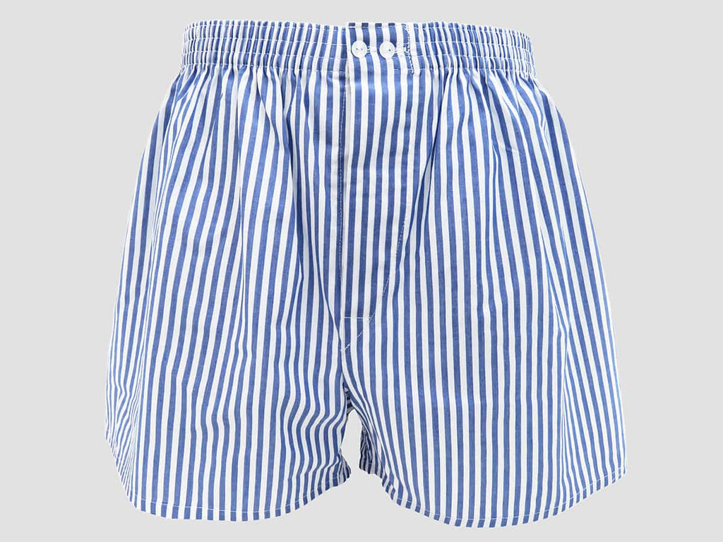 Modello - Kent - Boxer da uomo in cotone a righe bianche e blu