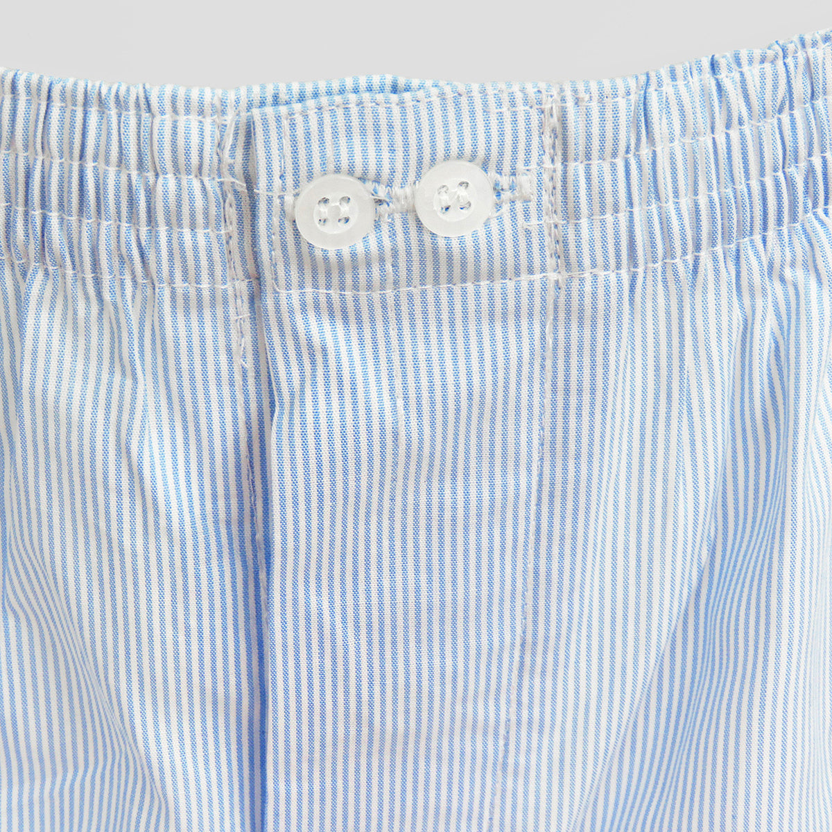 Boxer in tela a righe azzurre con iniziali ricamate - 100%cotone APERTURA