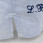 Boxer in tela a quadretti con iniziali ricamate - 100% cotone spacco
