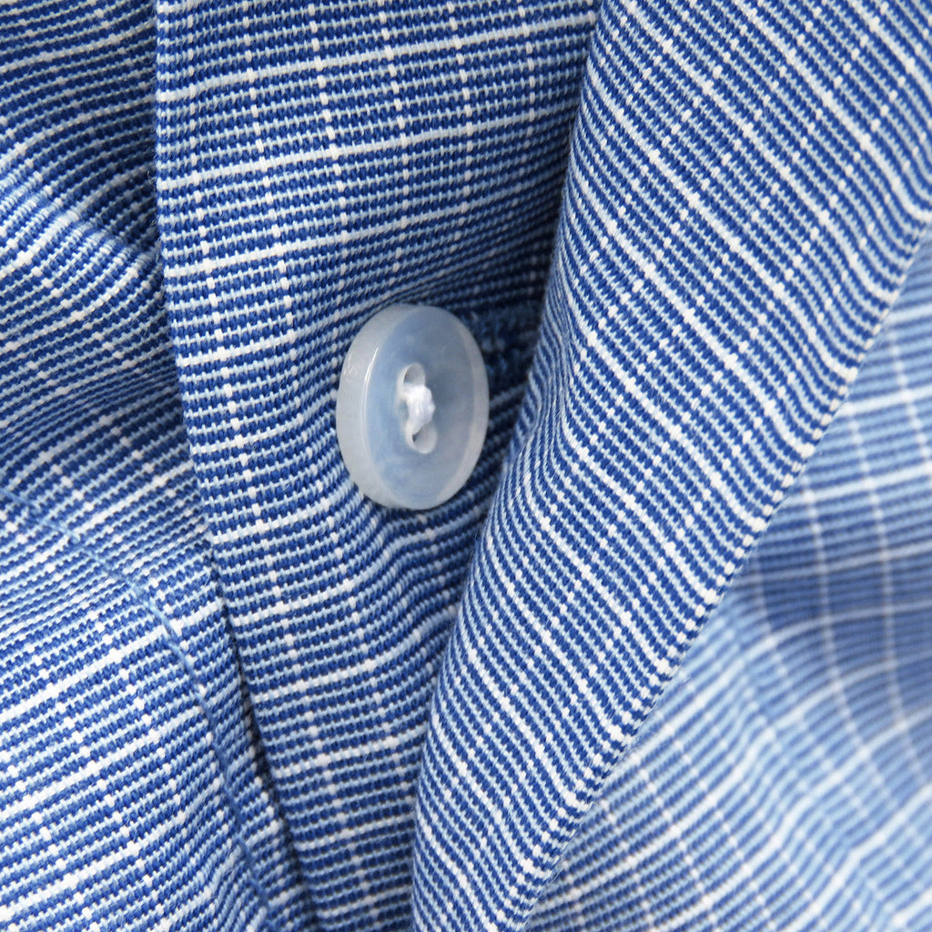 Boxer in tela blu a quadri bianchi con iniziali ricamate - 100% cotone dettaglio