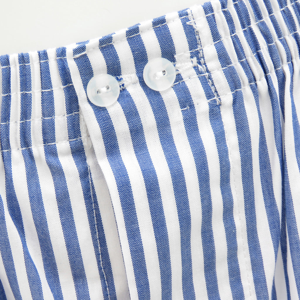 Boxer in tela a righe bianche e blu - taglie forti-100% cotone dettagli bottoni