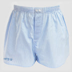Boxer in tela a righe azzurre con iniziali ricamate - 100%cotone
