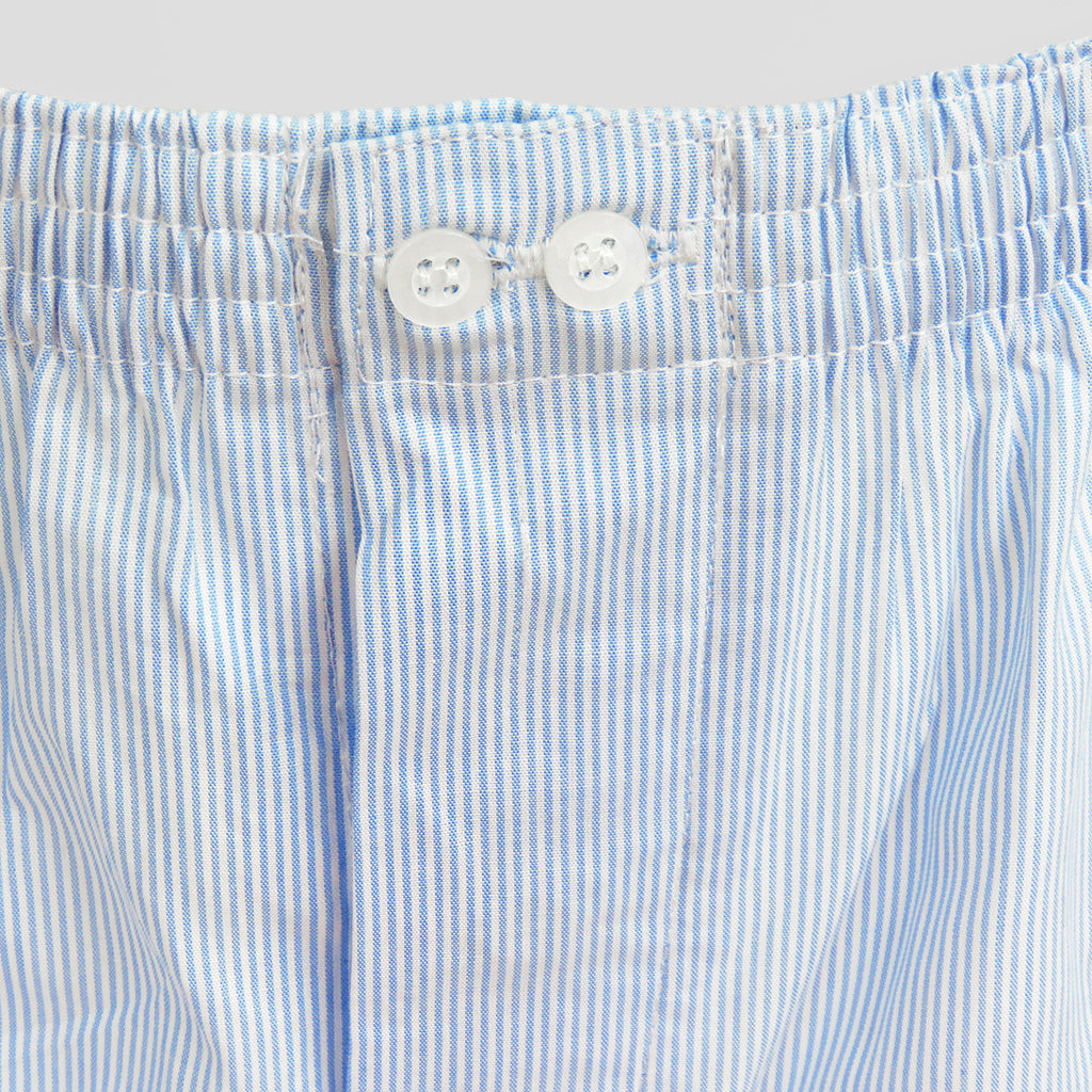 Boxer in tela a righe azzurre con iniziali ricamate - 100%cotone APERTURA