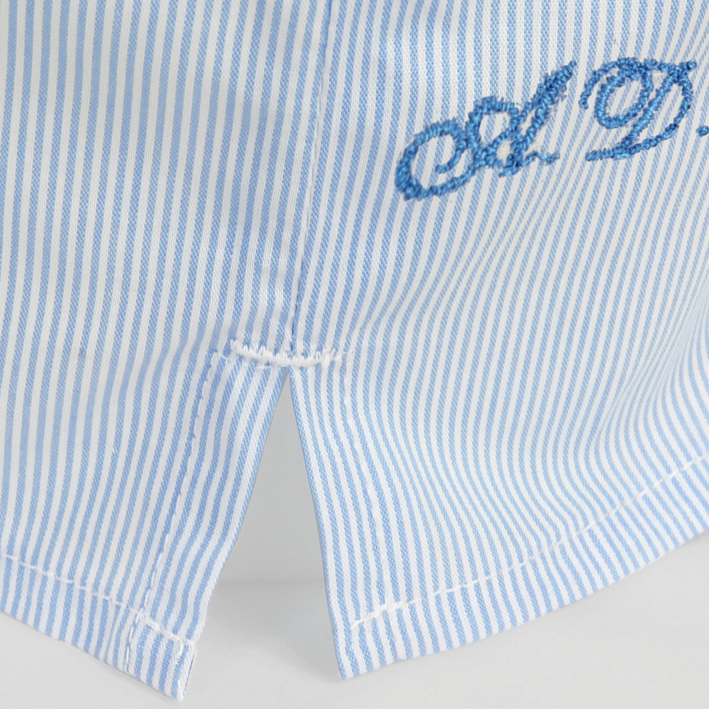 Boxer in tela a righe azzurre con iniziali ricamate - 100%cotone SPACCO