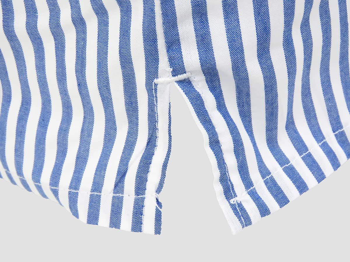 Dettaglio spacco - Kent - Boxer da uomo in cotone a righe bianche e blu