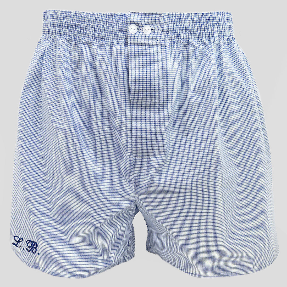 Boxer in tela a quadretti con iniziali ricamate - 100% cotone