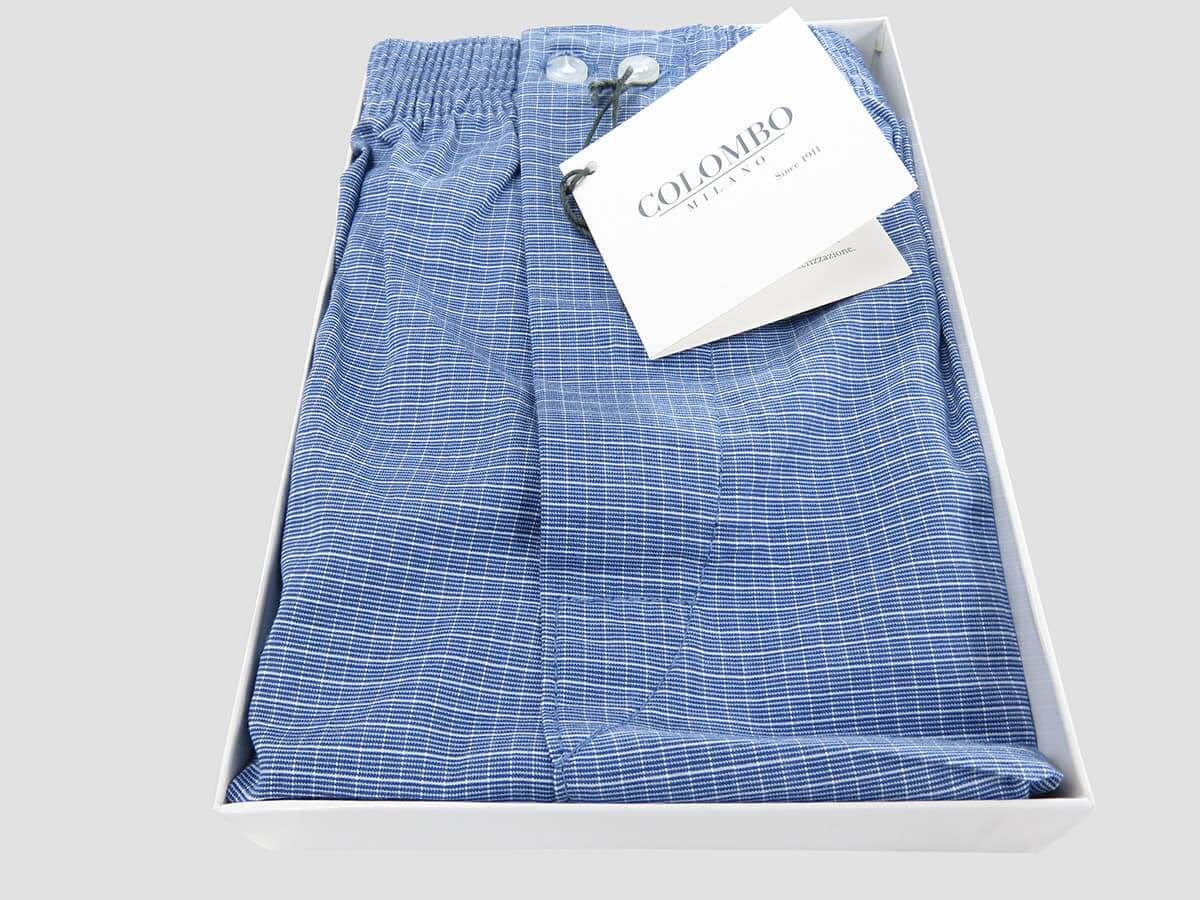 Scatola aperta - Kent - Boxer da uomo in cotone blu con quadretti bianchi