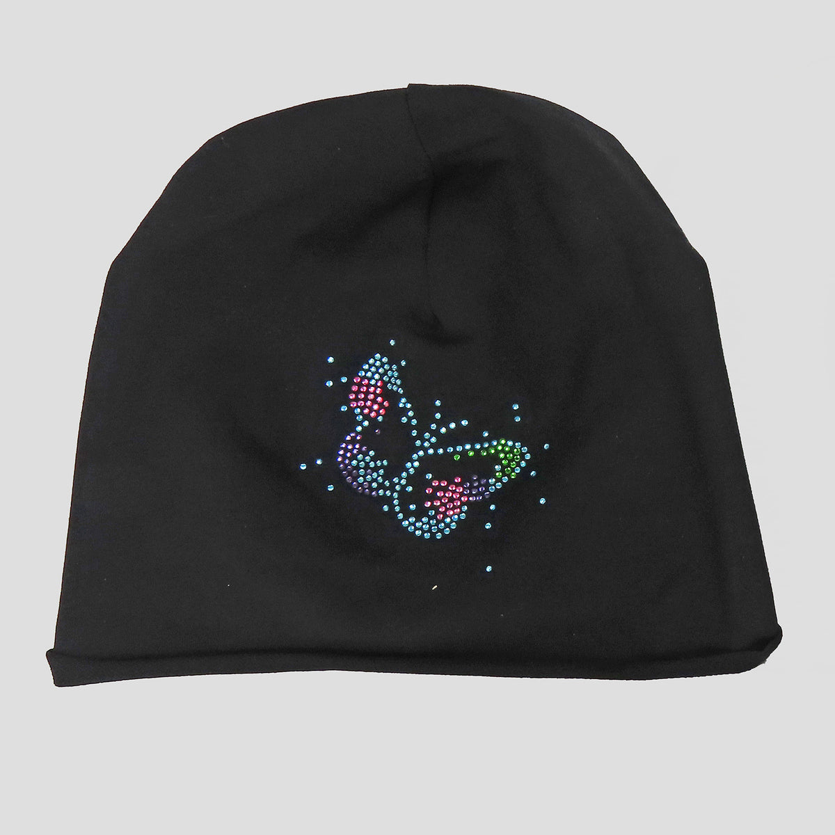 DENISE - berretto in cotone con farfalla di strass