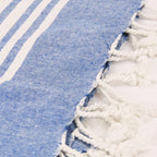 Telo mare a righe denim in cotone biologico dettaglio
