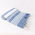 Telo mare a righe denim in cotone biologico personalizzato con ricamo