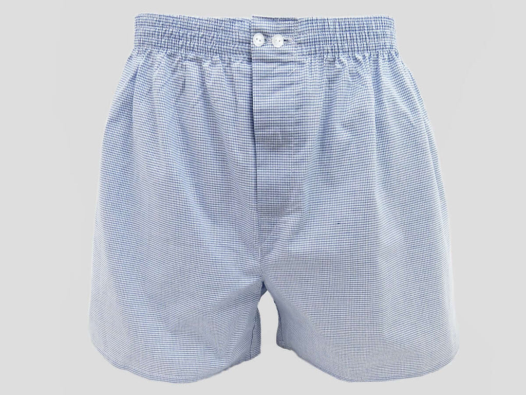 Modello - Kent - Boxer da uomo in cotone a quadretti blu