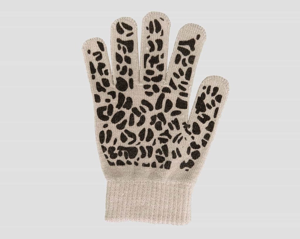 Beige  - guanti donna magici - guanti elasticizzati touchscreen con stampa leopardata