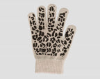 Beige  - guanti donna magici - guanti elasticizzati touchscreen con stampa leopardata