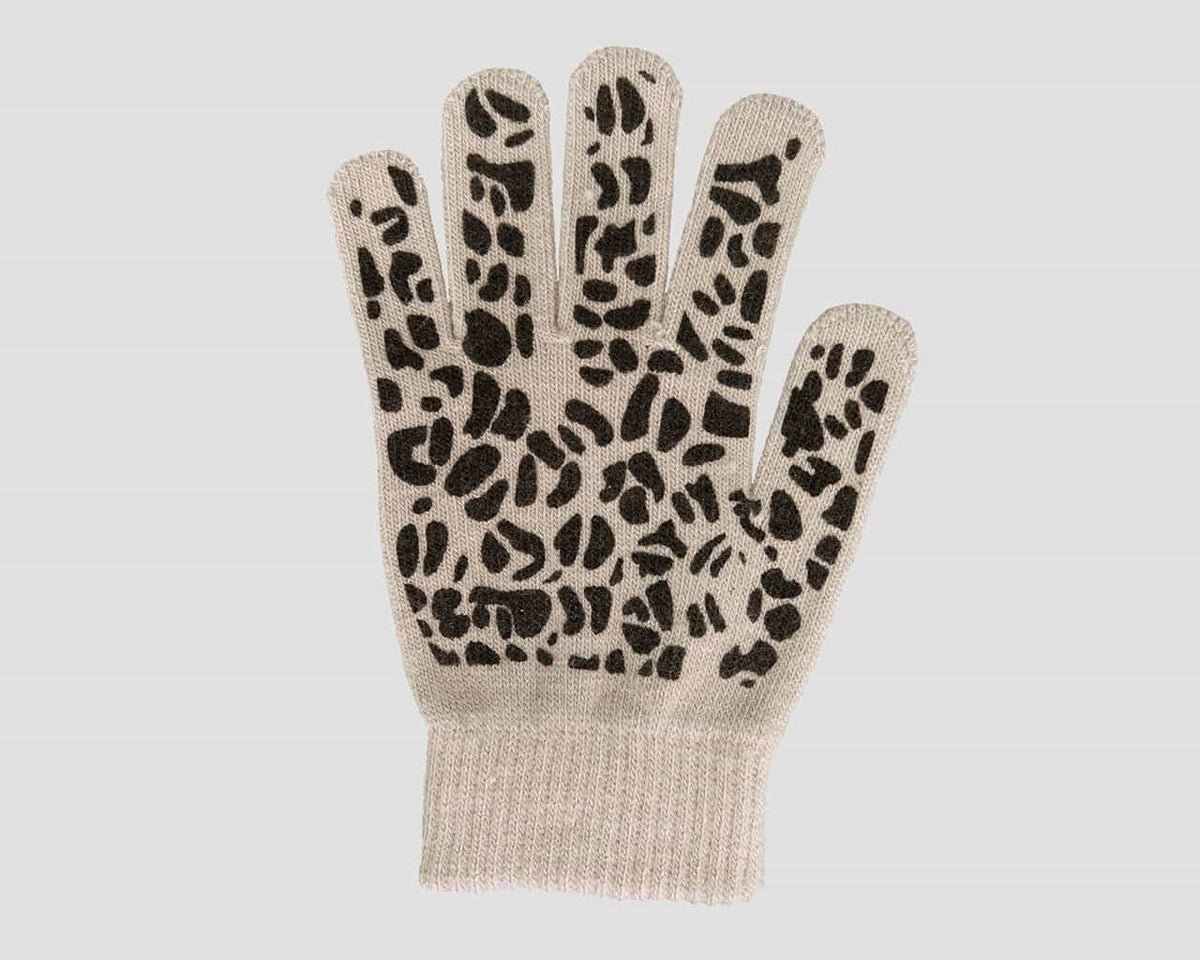 Beige  - guanti donna magici - guanti elasticizzati touchscreen con stampa leopardata