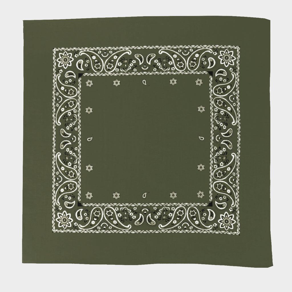 Bandana colorata “PAISLEY” con stampa cachemire - verde militare modello