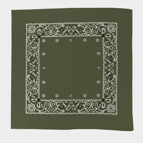 Bandana colorata “PAISLEY” con stampa cachemire - verde militare modello