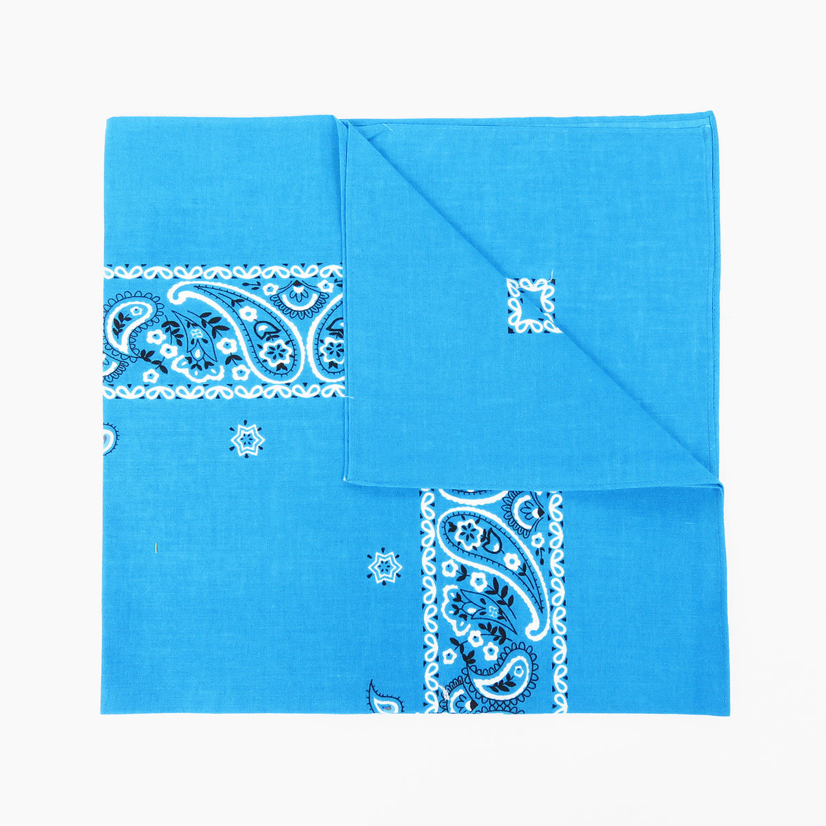 Bandana colorata “PAISLEY” con stampa cachemire - turchese piegata