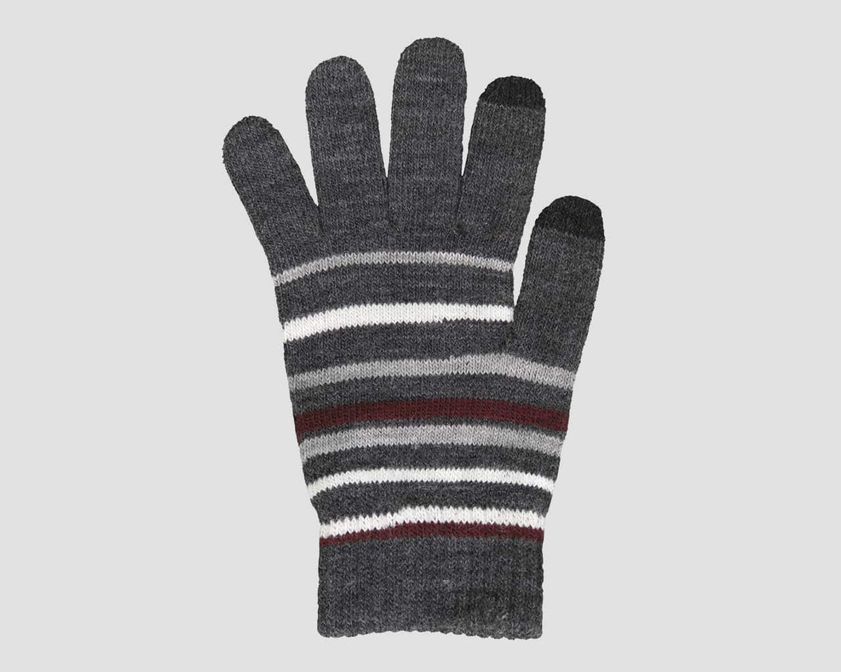 Grigio/bordeaux - guanti magici uomo - guanti elasticizzati touchscreen rigati