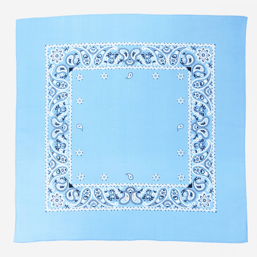 Bandana in cotone con stampa cachemire - azzurro pastello aperta