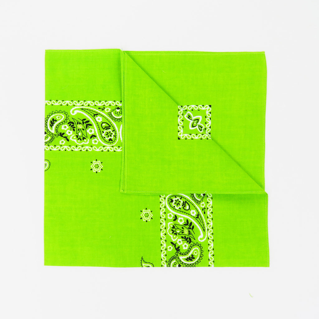Bandana in cotone con stampa cachemire - VERDE ACIDO piegata