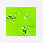Bandana in cotone con stampa cachemire - VERDE ACIDO piegata