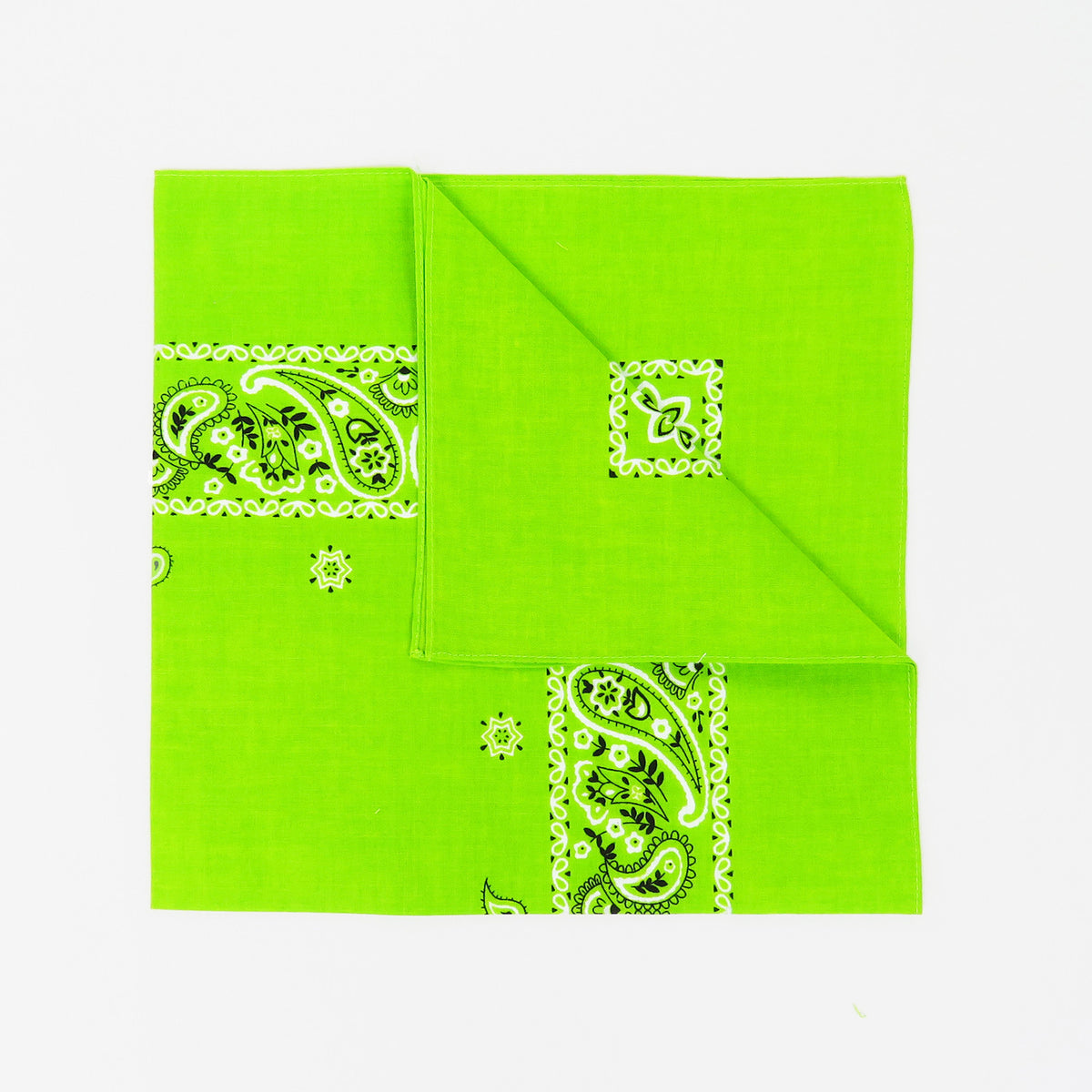 Bandana in cotone con stampa cachemire - VERDE ACIDO piegata