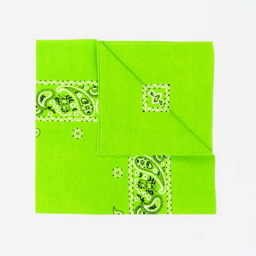 Bandana in cotone con stampa cachemire - VERDE ACIDO piegata