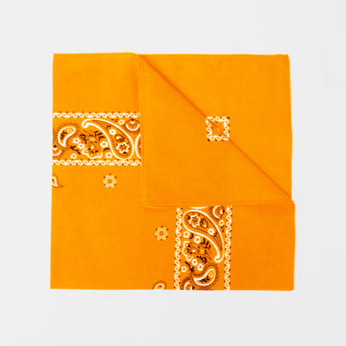 Bandana in cotone con stampa cachemire - ARANCIO piegata