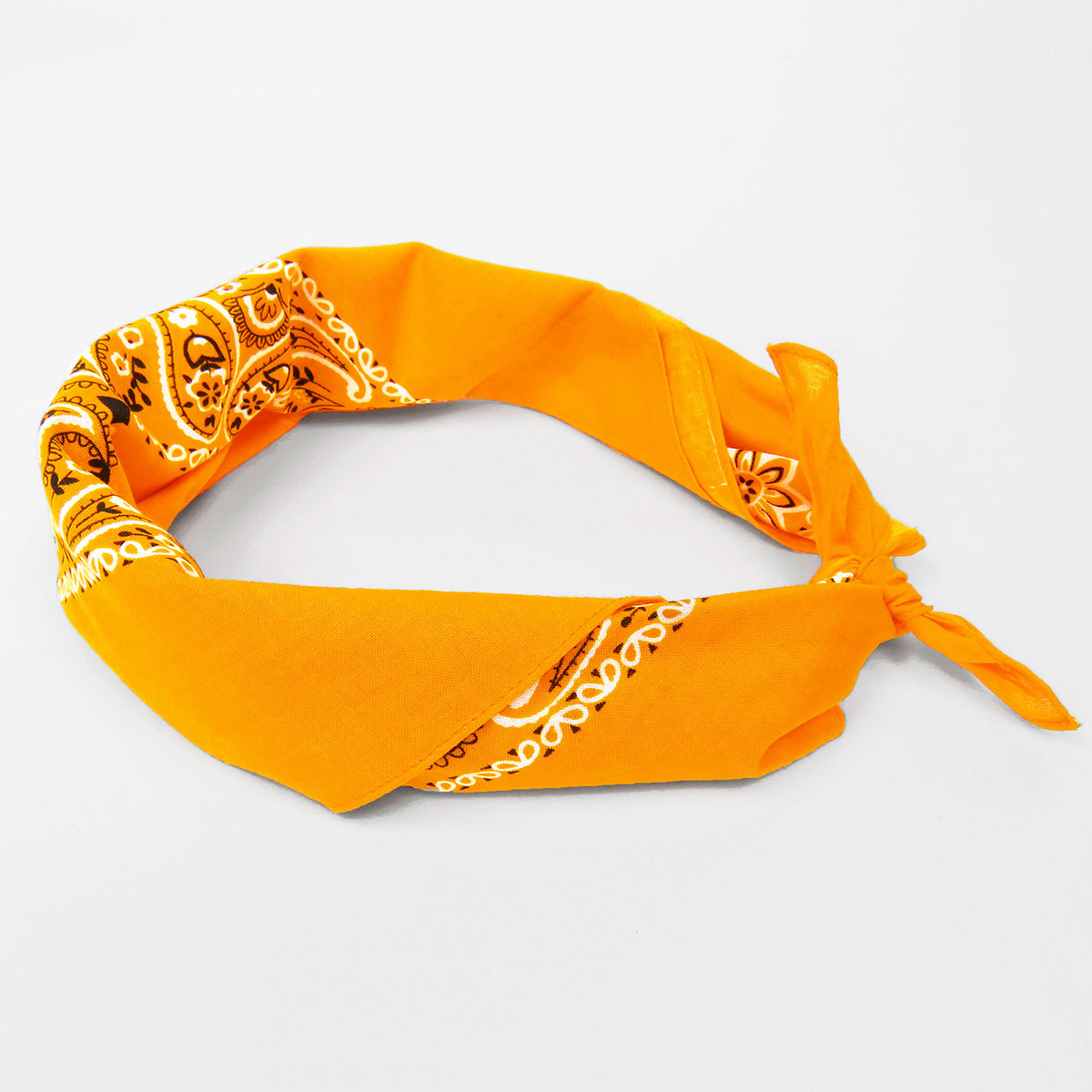 Bandana in cotone con stampa cachemire - ARANCIO arrotolata