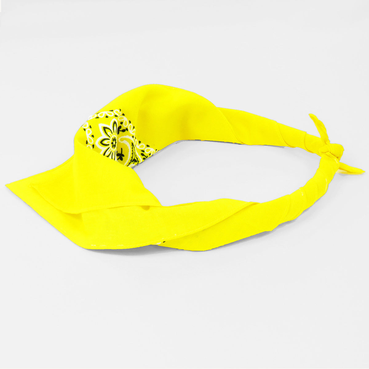 Bandana in cotone con stampa cachemire - GIALLO arrotolata