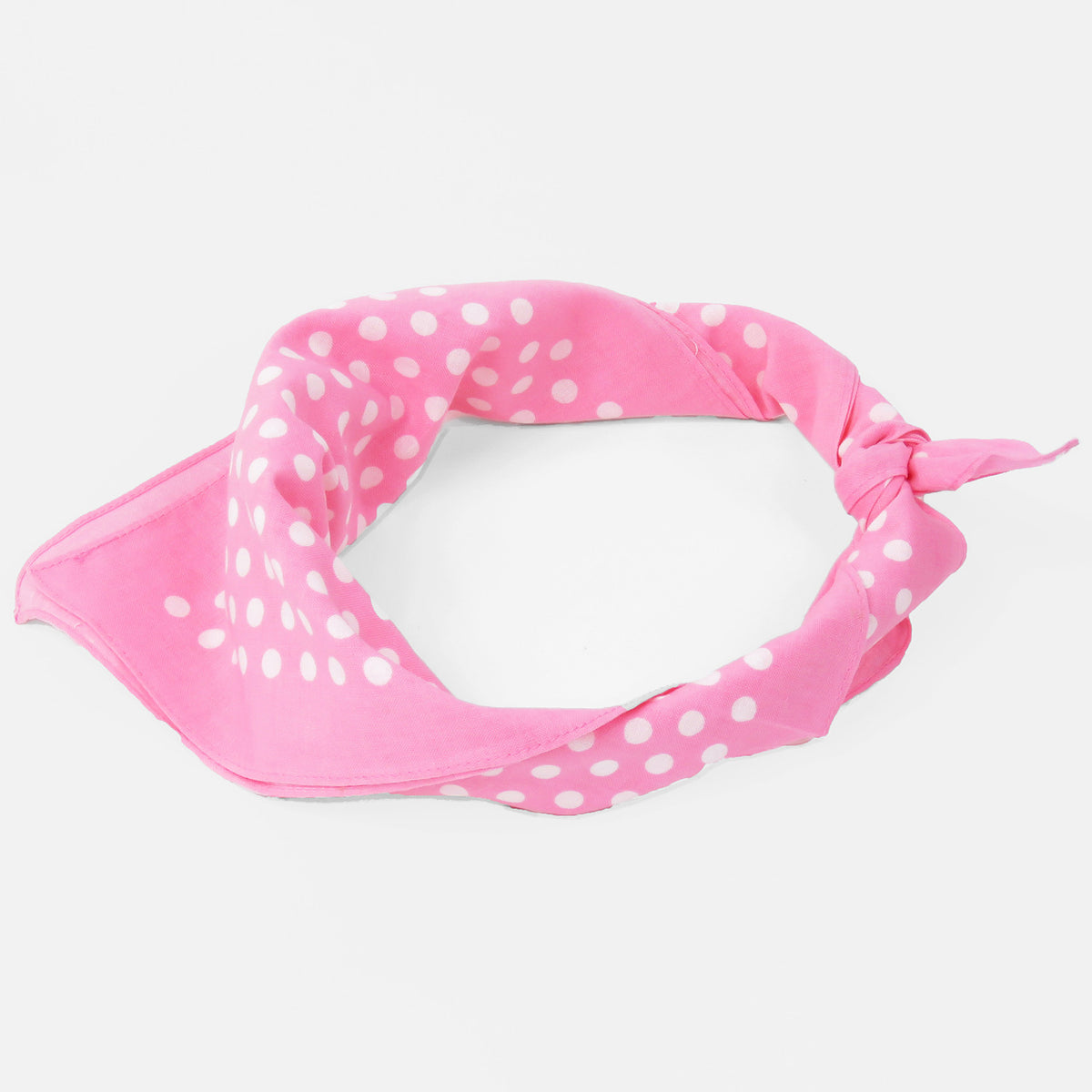 Bandana in cotone a POIS - ROSA pastello arrotolata