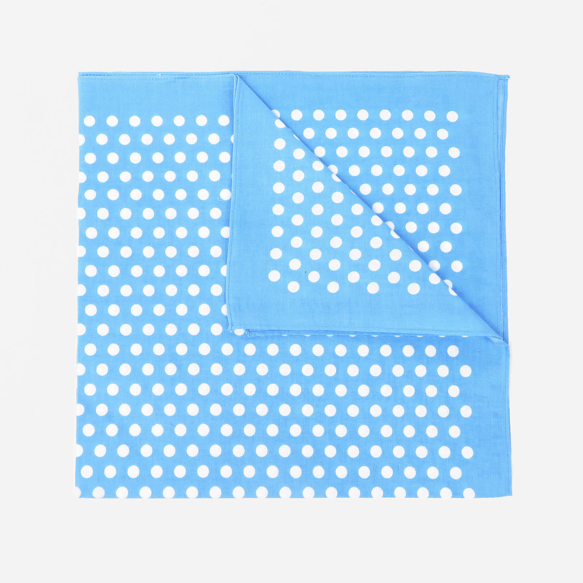 Bandana in cotone a POIS - AZZURRO pastello piegata