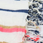 Telo mare righe rosa, oro e blu in cotone