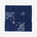 Bandana in cotone con stampa cachemire - blu scuro piegata