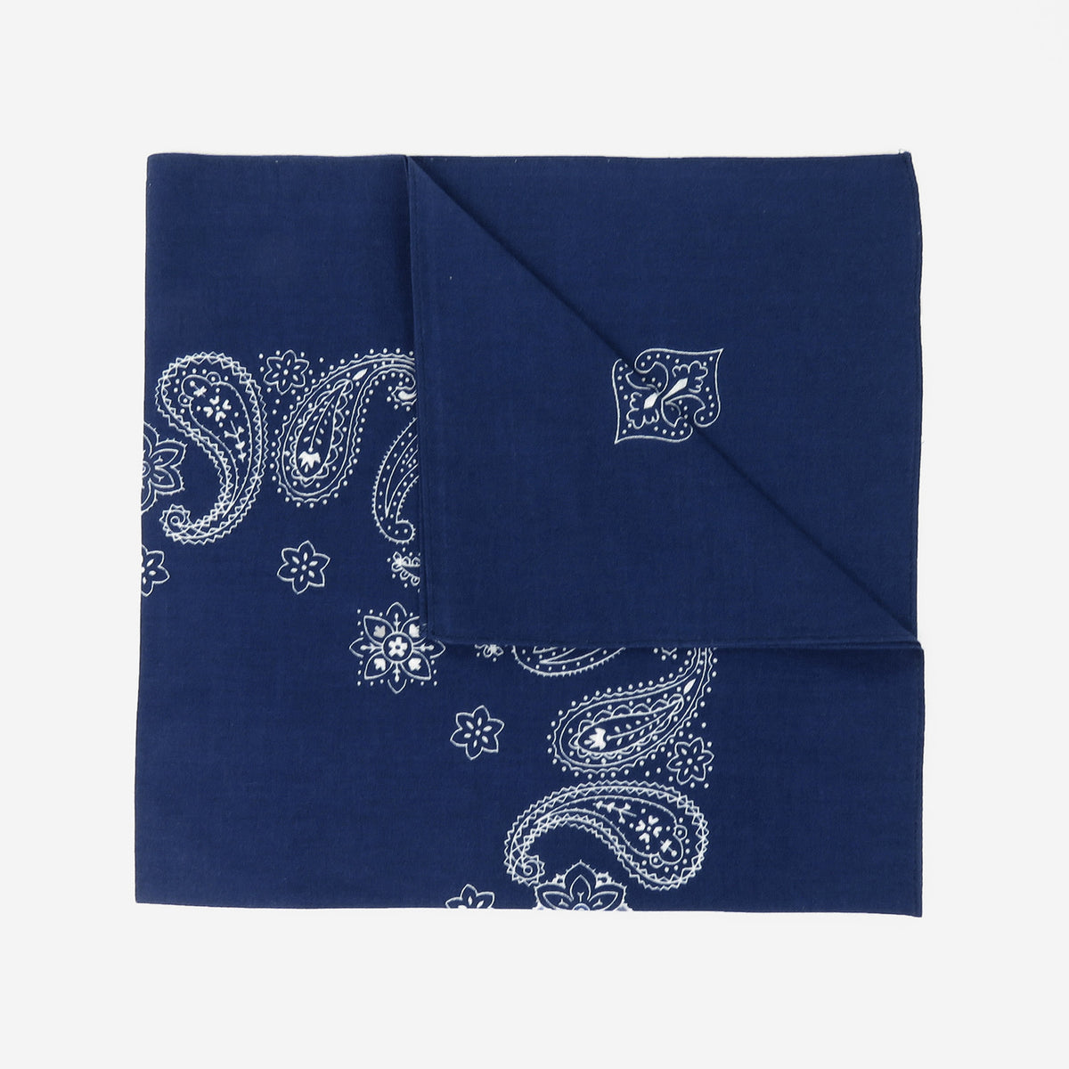 Bandana in cotone con stampa cachemire - blu scuro piegata