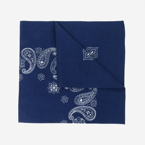 Bandana in cotone con stampa cachemire - blu scuro piegata