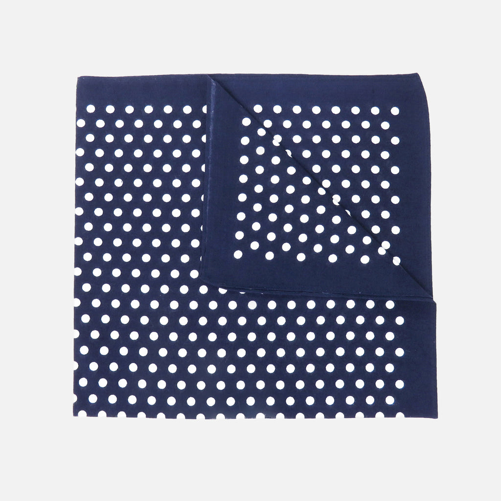 Bandana in cotone a POIS - blu piegata