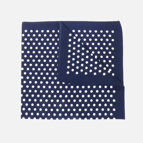 Bandana in cotone a POIS - blu piegata