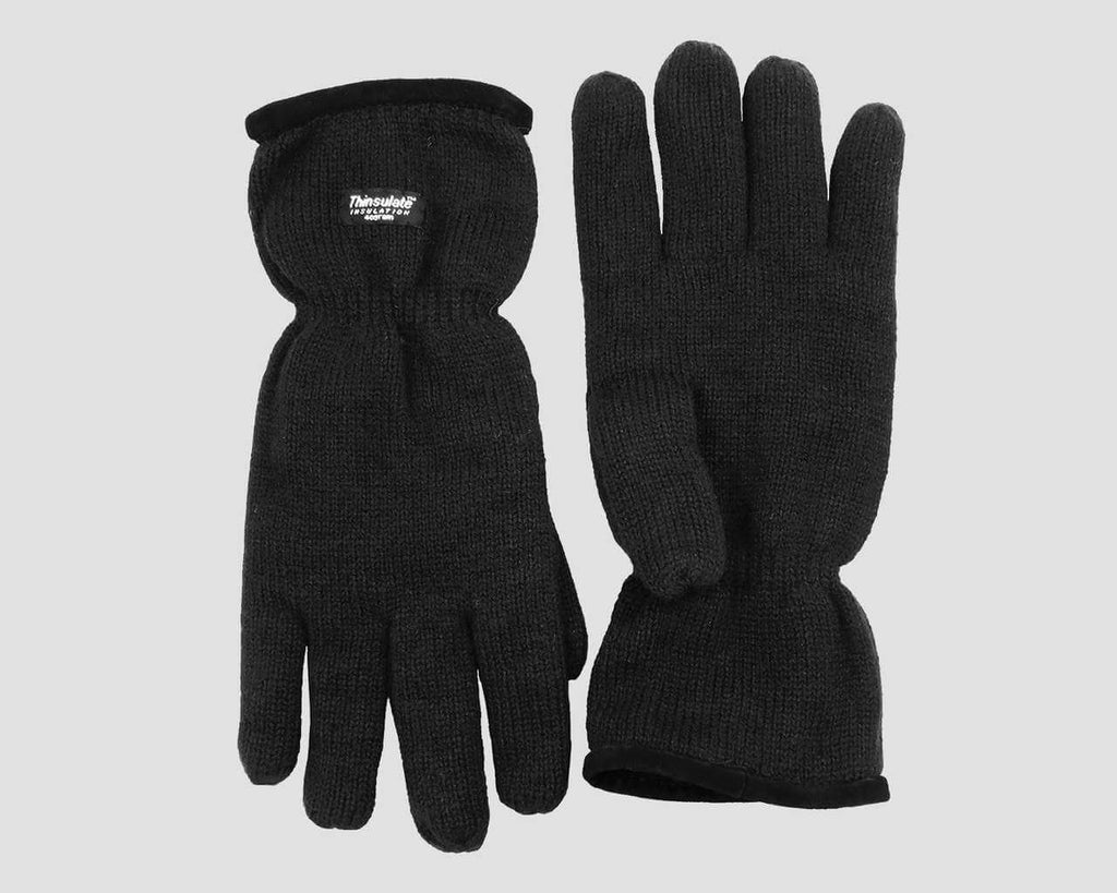 Neri - guanti uomo - guanti caldi con bordo in pelle scamosciata con imbottitura Thinsulate